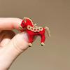 Cute Red Dripping Oil Zodiac Pony Brooches Versatile Animals Horse Corsage Pins Clothing Accessories  Year'S Day Gifts