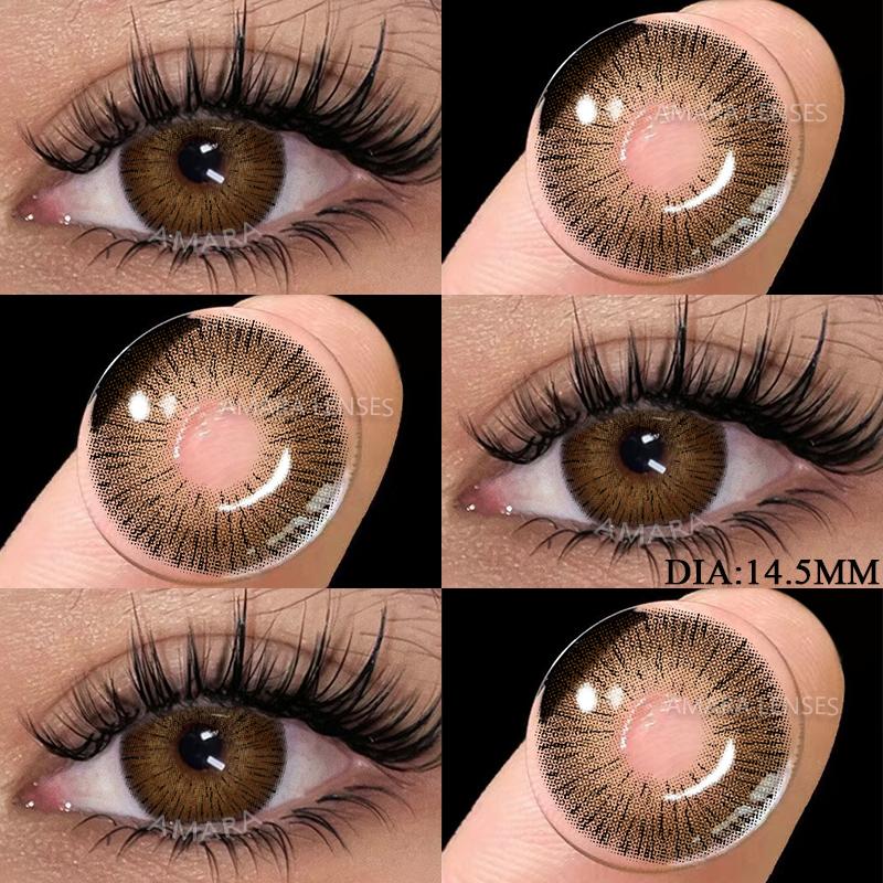 

AMARA 1 пара натуральных коричневых больших контактных линз для глаз, косметика, зеленые линзы для глаз, серые линзы для женщин