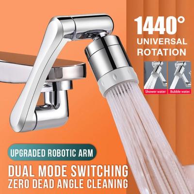 Musluk Uzatıcı ABS Robotik Kol Tek Çift Mod 1080° Dönen Evrensel Musluk Uzatması Döner Püskürtücü Banyo Lavabo Başlığı İçin