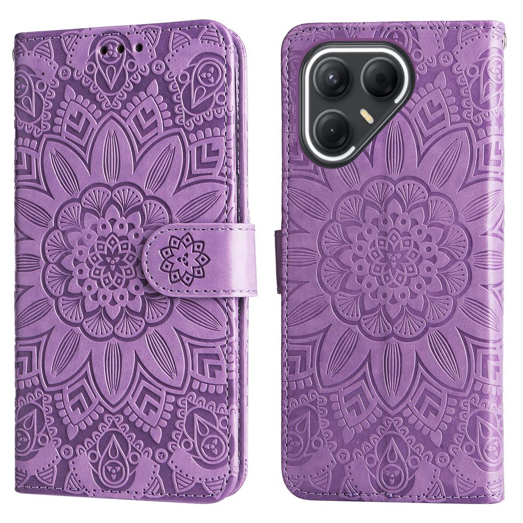 For TECNO Pova 7 5G Case Sunflower Imprint Leather Wallet Phone Cover