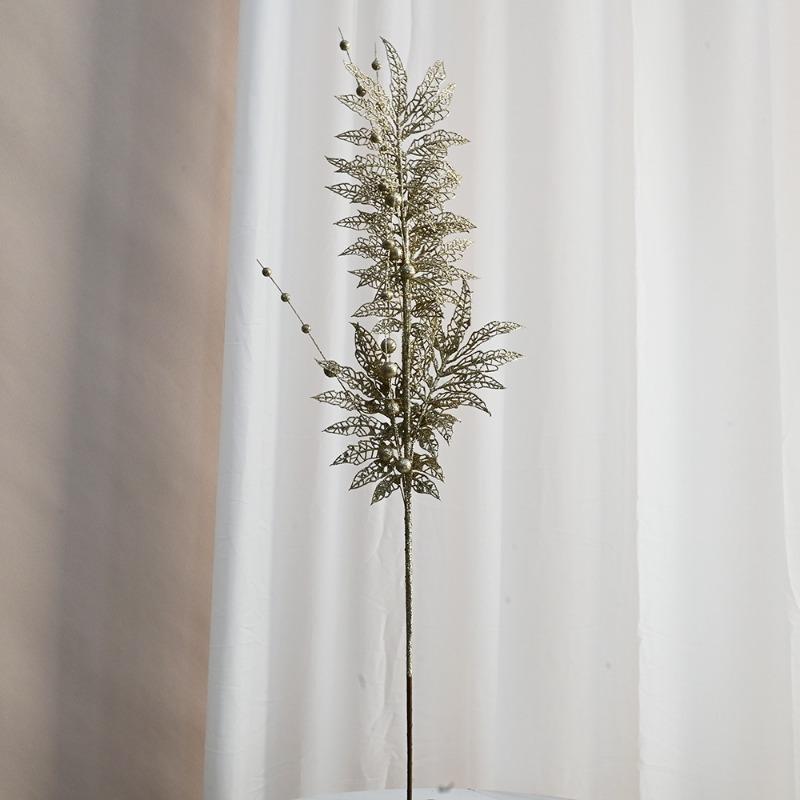 Christmas Gold Dust Leaf Berry Decoration Branches Christmas Tree Plug-in Atmosphere Supplies Simulation Branches Berry Decoration
