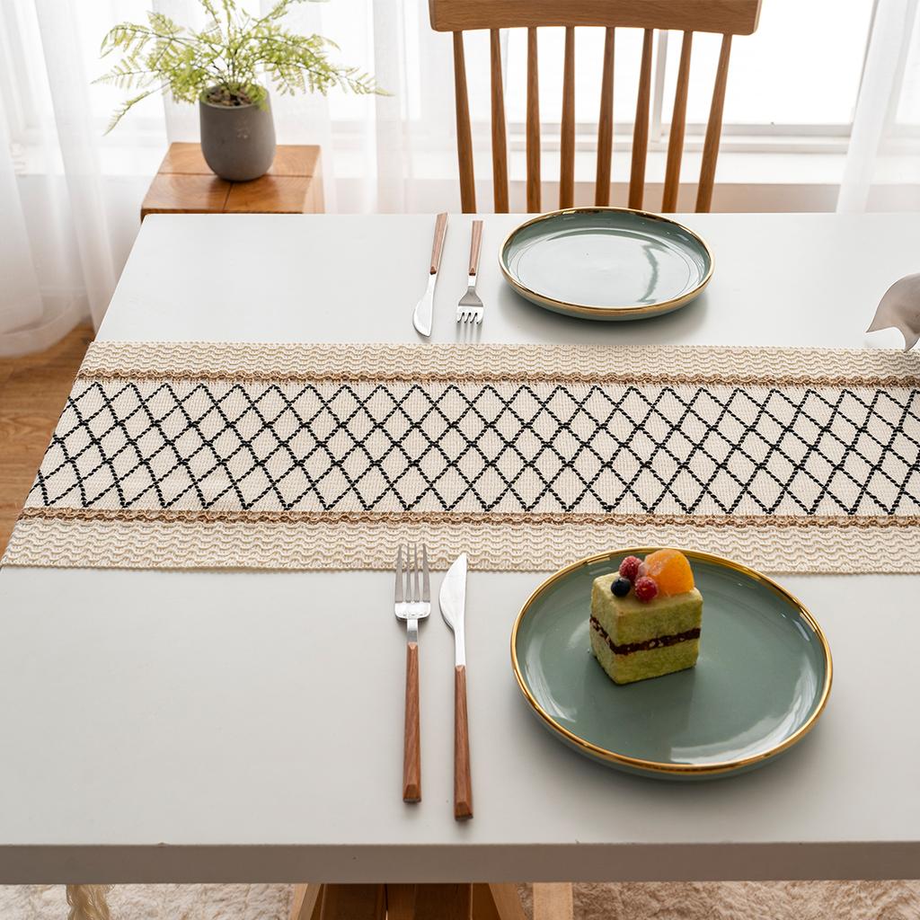 Böhmisch Rustikal Hochzeit Brautparty Abendessen Baumwolle Leinen Tischläufer