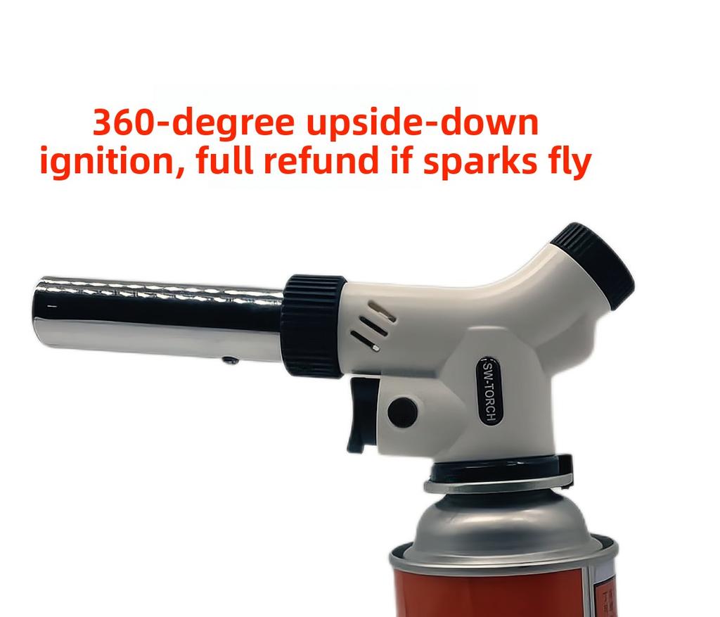 Pistol de pulverizare pentru pistol de flambare, pistol de pârlit, cartuș de gaz, portabil, torță cu flacără, cilindru de gaz, aprinzător, brichetă de uz casnic pentru copt