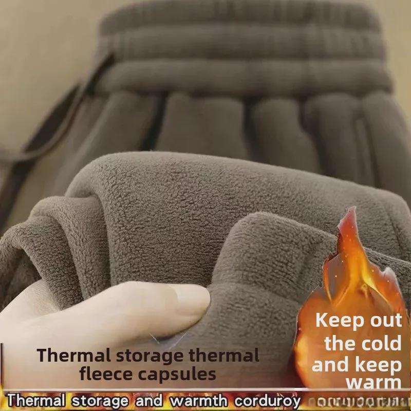 Pánské zahuštěné fleecové tepláky v americkém stylu – oboustranné, s manžetou, neformální sportovní oblečení na podzim/zimu