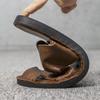 Men Slippers Handmade Simple Flats Brown Leather Sandals Black Summer Roman Sandals Closed Toe Beach Shoes Plus Size