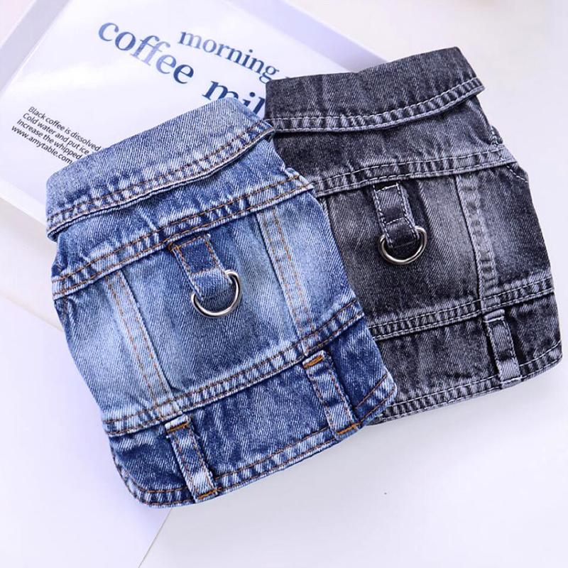 Giacca da Cowboy alla Moda per Cani Abbigliamento in Denim Primaverile per Cani Gilet Abbigliamento per Cuccioli Cani Chihuahua Yorkies Jeans Casual Cappotto per Animali Costumi