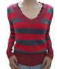 Women's Striped Sweetheart Neck Bodycon Sweater with Flare Sleeves - 2022
