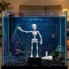 Atmospheric Underwater Props Halloween Aquarium Dancing Skeleton, Bubble Driven Moving Joints Skeleton Freshwater Landscaping Ornament, Realistic