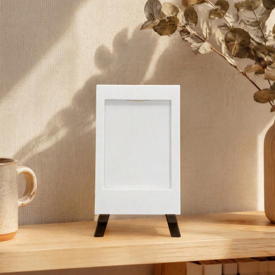 PLA 3D Printed Frame Mini Picture with Wooden Tripod Stand, Photo Display Holder Small for Polaroid Pictures, Tabletop Home Office Decor Easy Loading