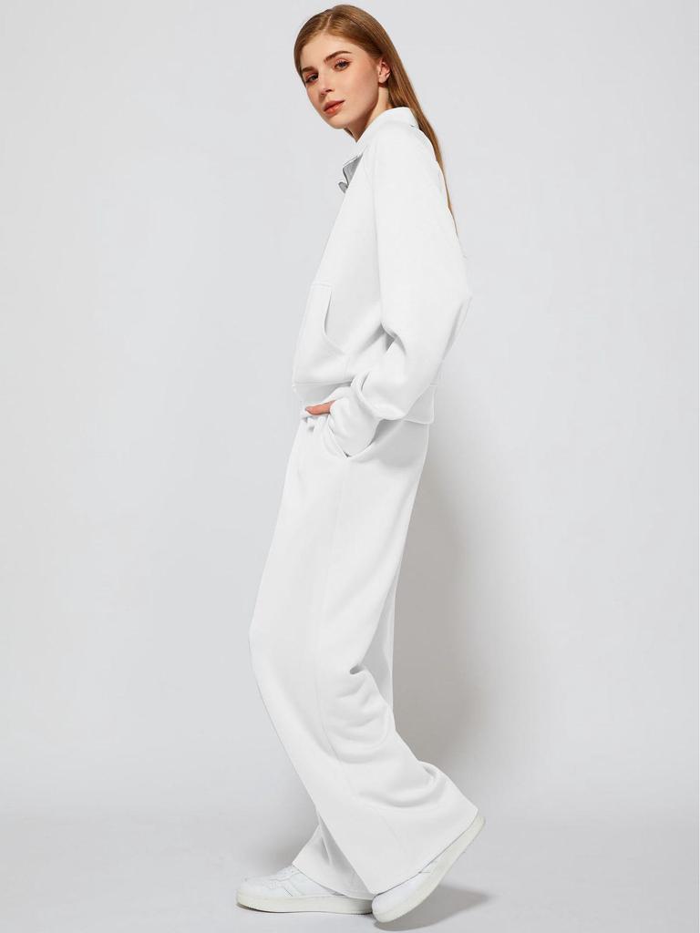 2025 Oversized Half-Zip Sweatshirt & Wide-Leg Sweatpants Women's Two-Piece Casual Set