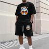 Men's Casual Two Piece Set Short Sleeve Crew Neck T Shirt and Shorts with Graphic Print Comfortable Fit Lightweight Fabric