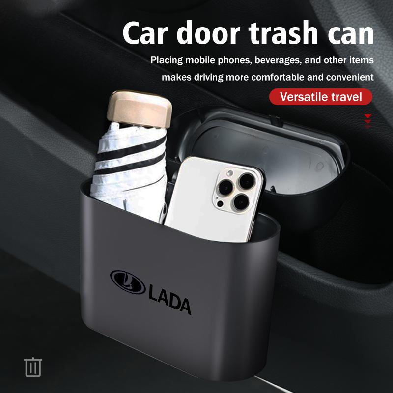 Car Logo Trash Can Hanging Storage Bin Auto Accessories For Lada Niva Priora 4x4 Urban Vesta Granta Riva Samara