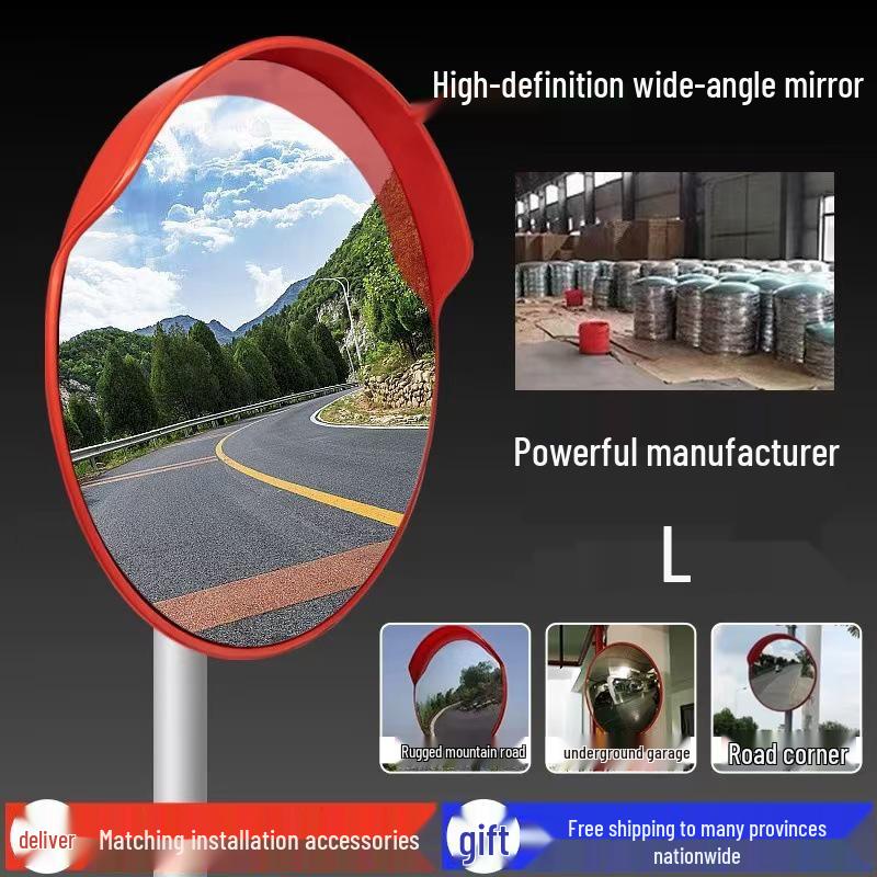 Reflective Convex-Concave Safety Mirror for Indoor/Outdoor Traffic and Garage Corners