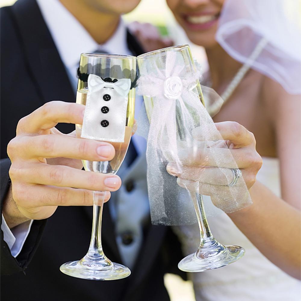 Wedding Party Decoration Champagne Bottles Cover Desktop Ornaments Wine Cups Wraps Wine Glass Cover