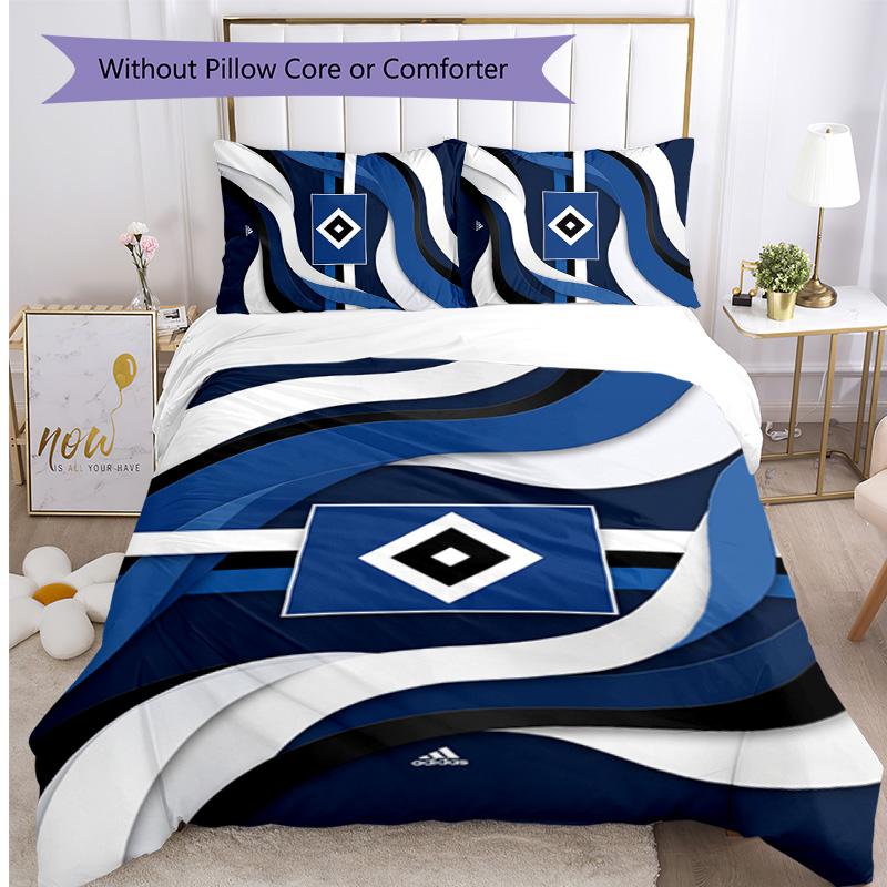 Set Lenzuola Stampato Calcio Hamburger SV 3 Pezzi, Comodo Set Copripiumino per Camera da Letto Amico della Pelle