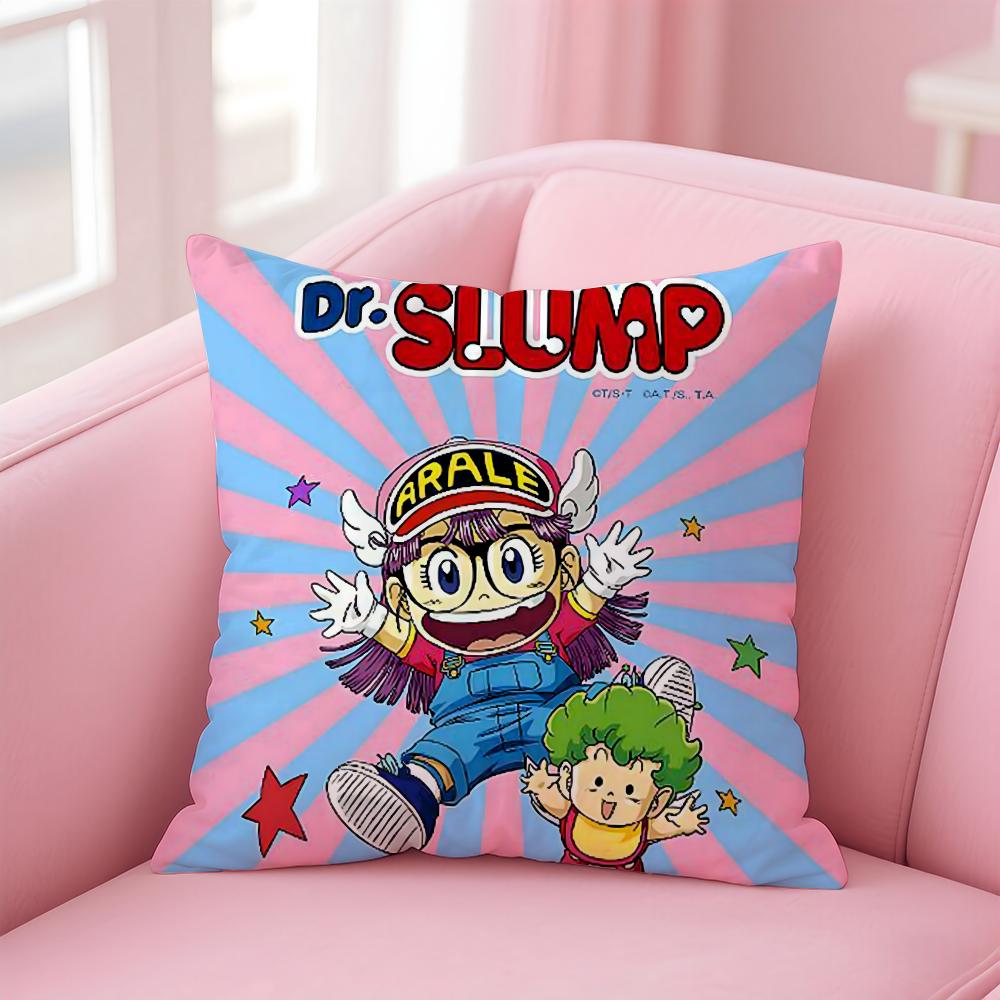 Cartoon Dr SSlump Arale Cushion Cover Linen Pillowcase Cover Soft Decor for Sofa Home Room