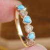 Cute Zircon Heart-Shaped Rings for Women Luxury Gold Color Wedding Party Jewelry Gifts
