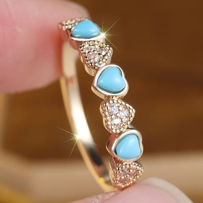 Anelli carini a forma di cuore di zircone per donna Lussuosi colore oro Gioielli da regalo per festa di matrimonio