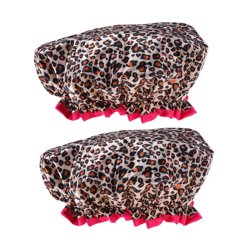 Buy 2Pcs Waterproof Bathing Caps Leopard Pattern Creative Delicate