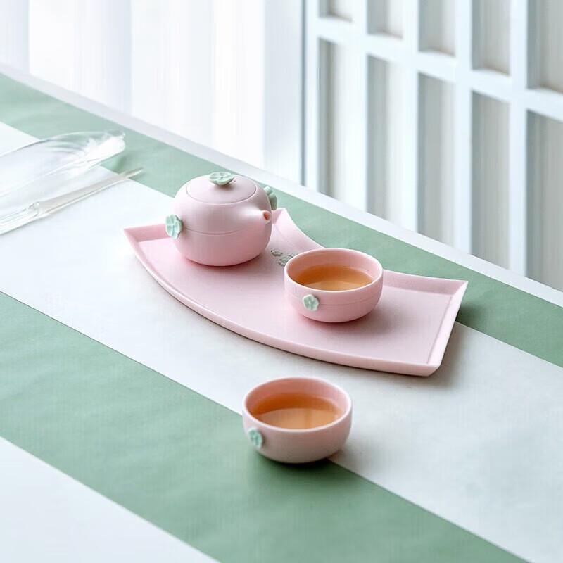 Wanqiantang Ceramic Kung Fu Tea Set - Early Spring Cherry Blossom Pink