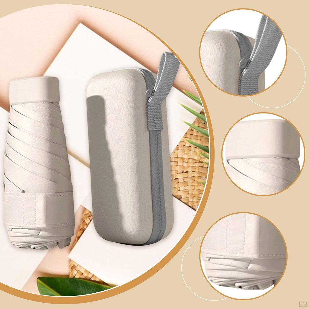 Mini Reiseschirm 6 Speichen Tragbarer Sonnenschirm für Rucksackreisen Outdoor-Aktivitäten