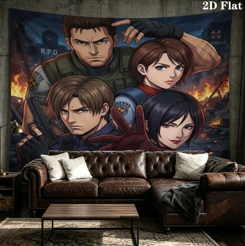 Resident Evil Wall Tapestry Aesthetic Wall Hanging Printed Fabric Blanket Decorative Tapestries For Bedroom Living Room Home Decor