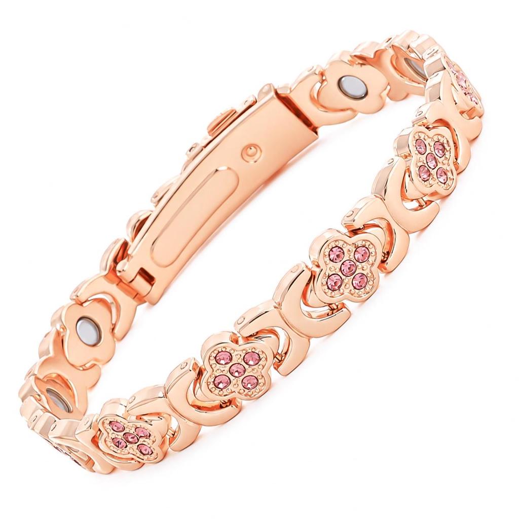Eco-friendly European & American Fashion Detachable Magnetic Stone Bracelet with Diamond Inlays; Adjustable Women's Alloy Bangle.