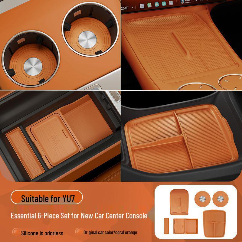 Compatible Silicone Storage Mat for Xiaomi YU7 Central Control Water Cup Holder and Car Armrest Decoration