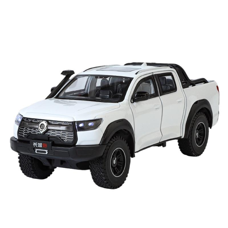 

1/24 Great Wall Motor POER Alloy Pickup Car Model Diecast Metal Off-road Vehicles Car Model Simulation Sound and Light Kids Gift белый
