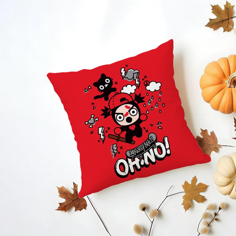 Kawaii PPucca Anime Cushion Cover Iceland Washable Linen Soft  for Daily Sofa Bed Home Room Decor