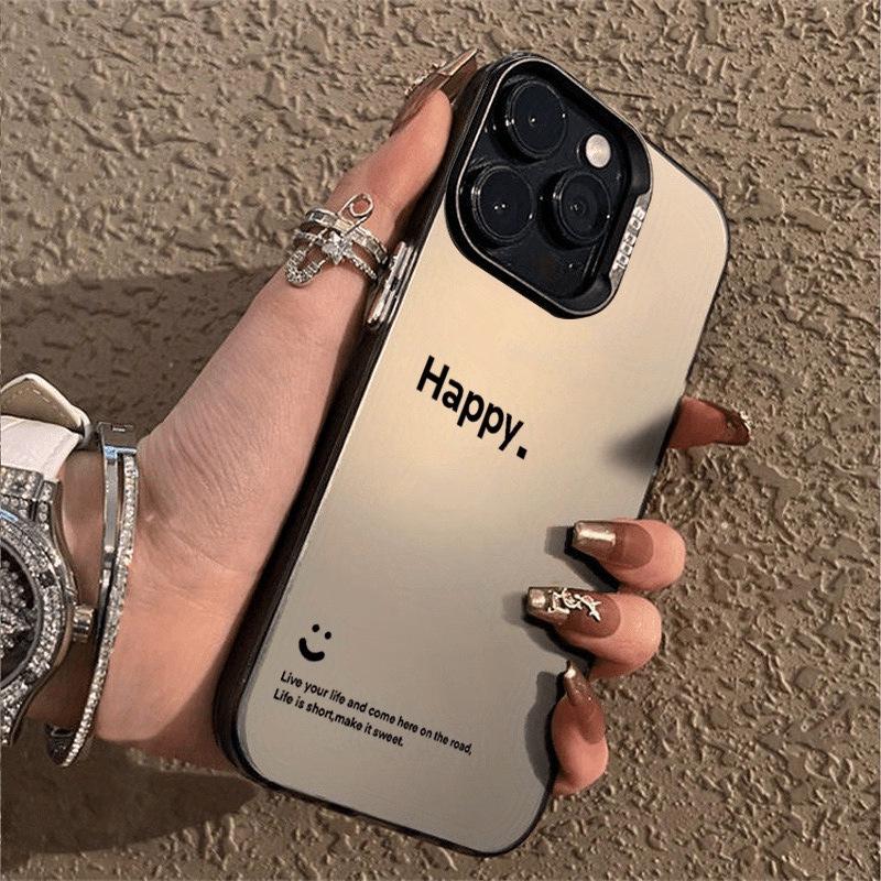 

Silver Scratch-Resistant Protective Case for Apple 16promax & 14xs with Simple Smile Design Apple 12PROMAX