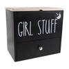 Wooden Tampon Holder with Lid Bathroom Pad Container Black Storage Box Feminine Product Organizer Moistureproof Small Bathroom