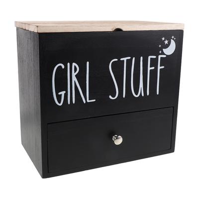 Wooden Tampon Holder with Lid Bathroom Pad Container Black Storage Box Feminine Product Organizer Moistureproof Small Bathroom