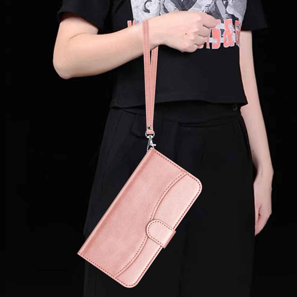 For Infinix Smart 8/itel A70/Tecno Spark 20,Go 2023...Elegant Universal Leather Wallet Phone Case with Wrist Strap Multi-Functional Protective Cover