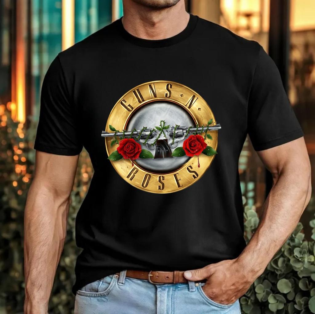 T-Shirt Guns N Roses Tour 2026 Anni '80 Fan Rock Classico Concerto Logo Proiettile Regalo Top