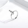 S Silver Cute Cat Rings for Women Sticky Cat with Long Tail Adjustable Ring Elegant Simple Handmade Animals Jewelry