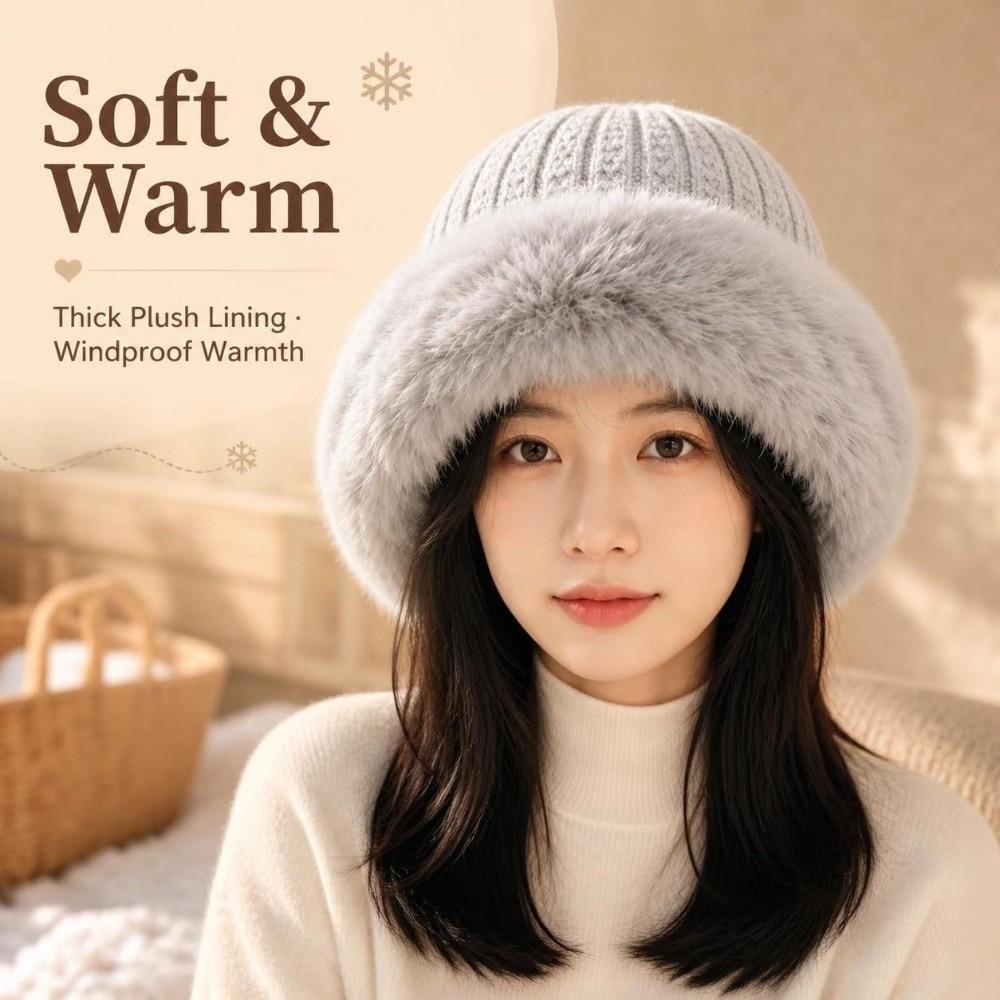 Windproof Knit Beanie Hat Cold-Resistant Warm Knitted Cap Stylish Slouchy Winter Hat  Outdoor Wear