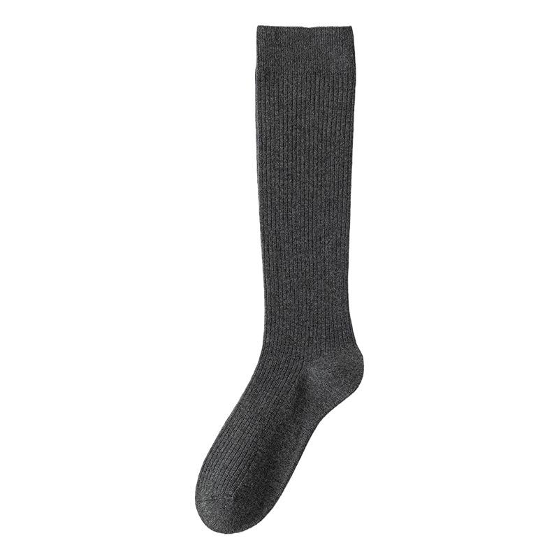 Women's Merino Wool Knee-High Socks - Light, Warm, Ribbed Leg Warmers for Autumn & Winter
