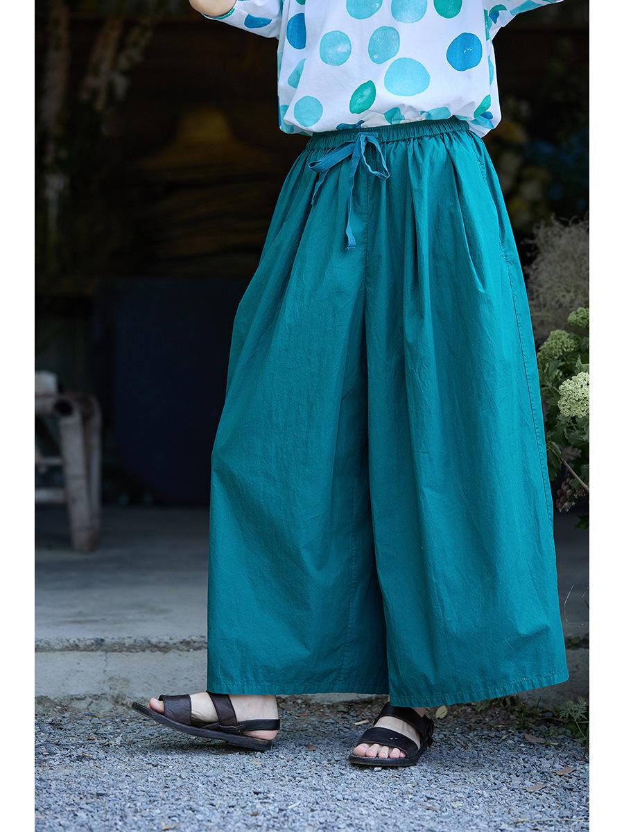 

Women s Summer Lightweight Retro Blue Cotton Carrot Pants L павлин голубой