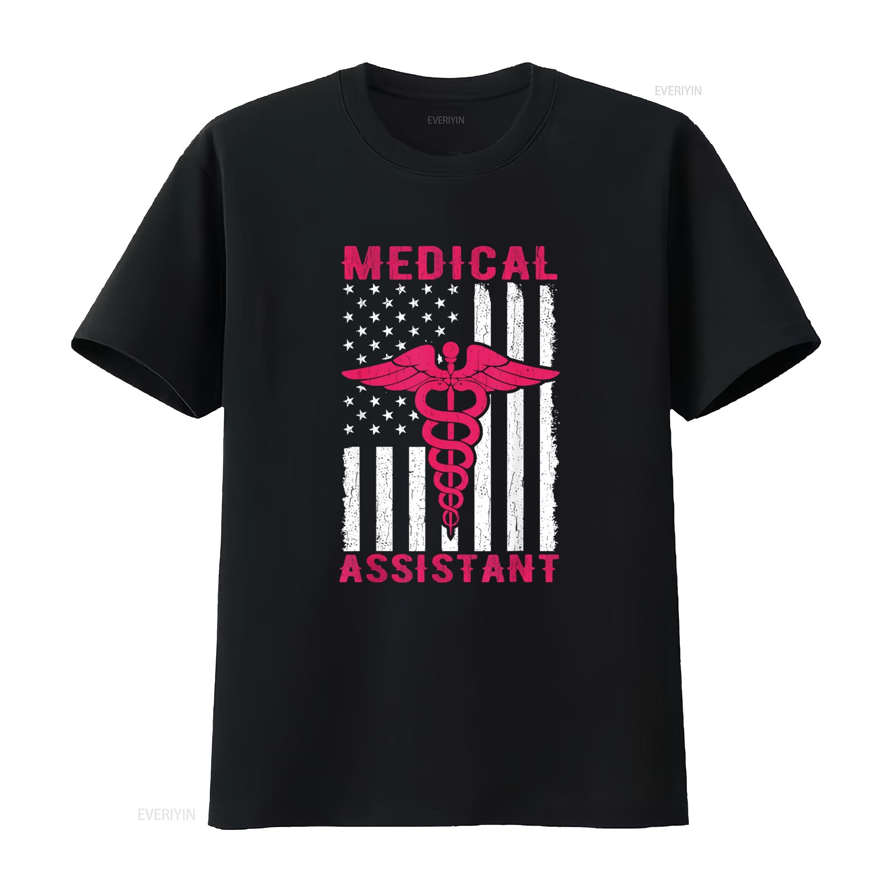 

Medical Assistant T Shirt American Flag vintage Washed Breathable graphic Slightly Soft homme Stylish Comfortable 4XL