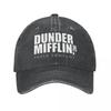 Classic Dunder Mifflin Logo Baseball Caps Men Women Distressed Denim Washed Sun Cap The Office Travel Adjustable Hats Cap
