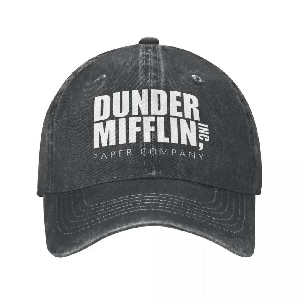 Classic Dunder Mifflin Logo Baseball Caps Men Women Distressed Denim Washed Sun Cap The Office Travel Adjustable Hats Cap