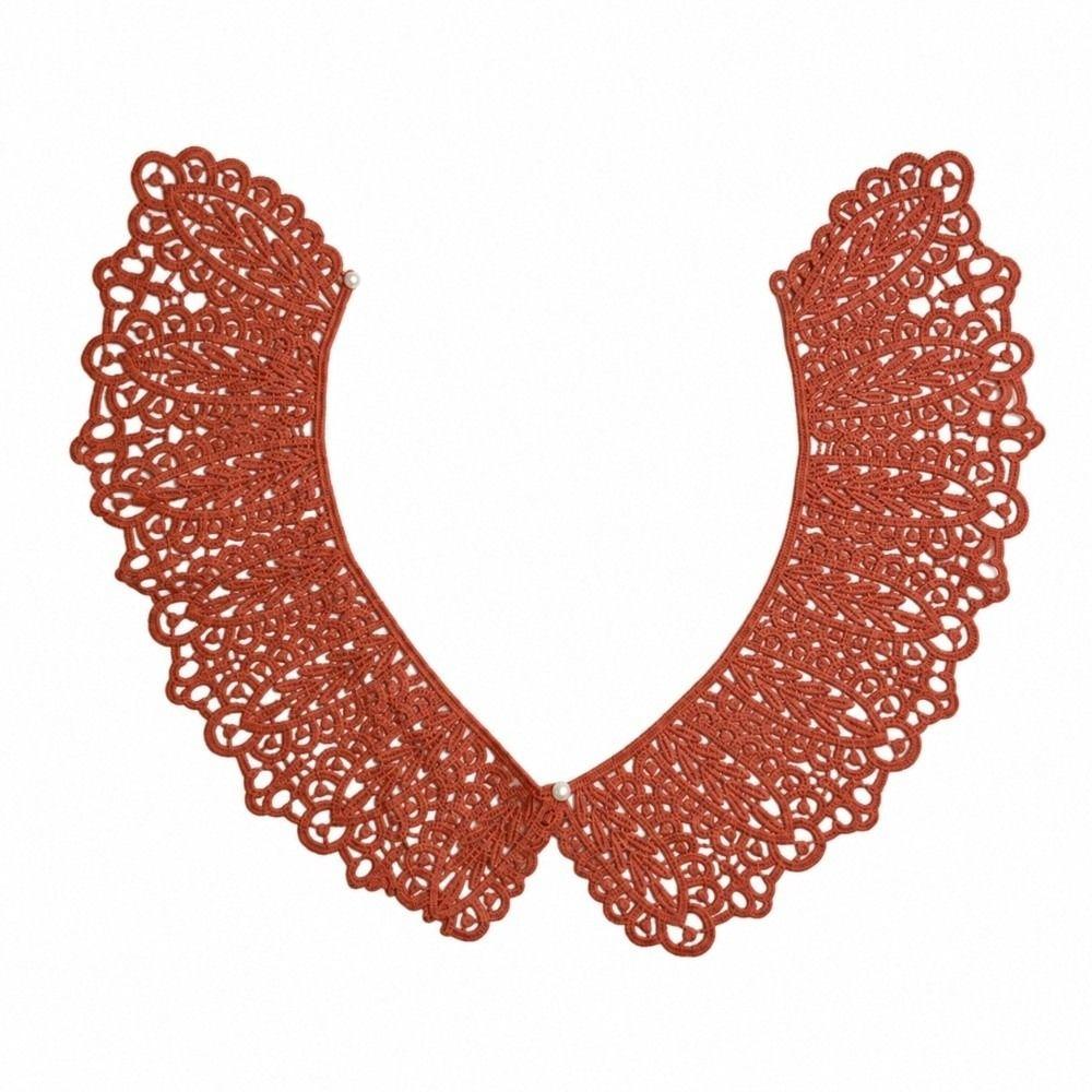 Colletto in Pizzo Leggero Staccabile con Mini Bottoni di Perla Colletto Peter Pan Decorativo per Donna