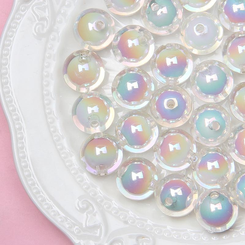 16mm Colorful UV-Plated Acrylic Round Beads for DIY Jewelry, Phone Chains, Wind Chimes, and Car Hangings