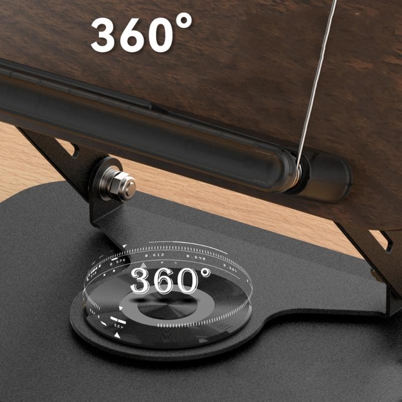 MultiAngle Rotating Laptop and Tablet Stand Foldable and Adjustable Reading Stand with Spring Clip for Easy Travel