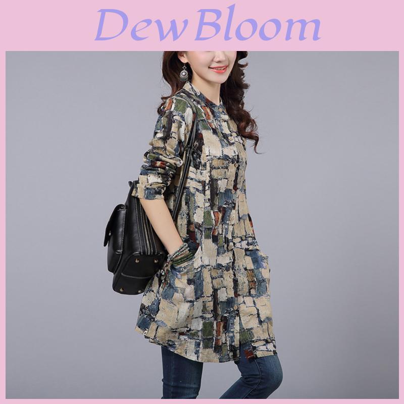 Versatile Autumn Long Sleeve Blouse Featuring Classic Printed Patterns For Everyday Wear