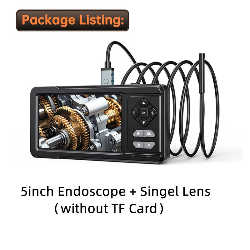 

5-дюймовая эндоскопическая камера с двумя объективами и подсветкой 1080P бороскоп 16,5-футовая гибкая канализационная камера IP67 водонепроницаемая сантехническая змеевидная камера 5M&8mm