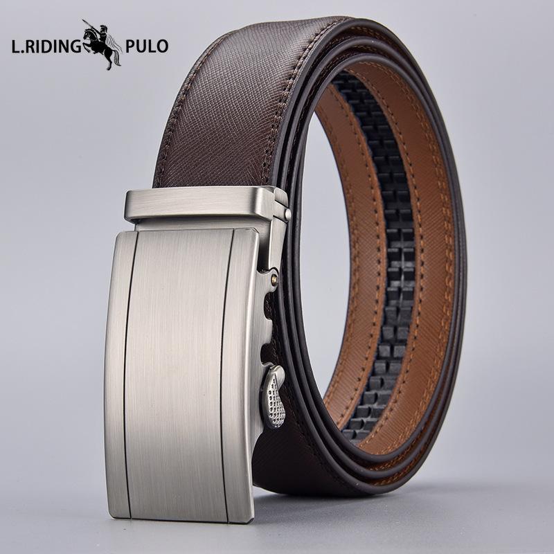 Belt Men's Cowhide Belt Leather Cross-border Brown Trousers Casual Business Automatic Buckle Men's Belt
