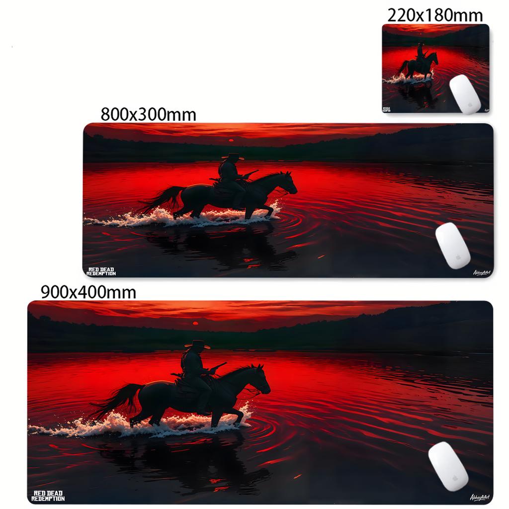 Red Dead Redemption 2 XXL 900x400 Tappetini per Mouse Anime Accessori per Computer Tastiera da Gioco Tappetino Mouse in Gomma Tappetino da Scrivania Antiscivolo per Giocatori PC