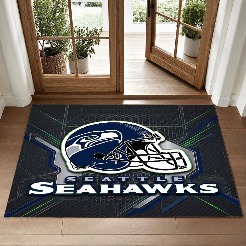 Seattle Seahawks Design Crystal Velvet Rug Soft Decorative Mat for Bedroom Entrance